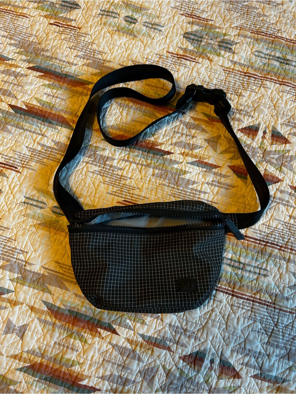 Freshly Picked Black Grid Crossbody Waist Bag
